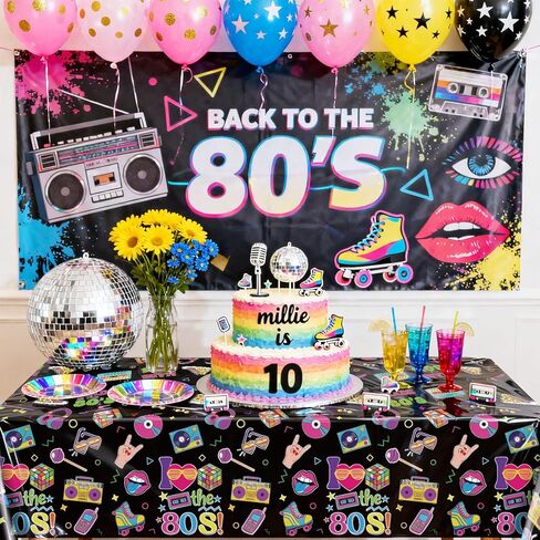 4Pcs 80s Party Plastic Tablecloths - 80's Theme Table Cover, Rectangular 80s Hip Hop Table Decorations for Throwback Rock Punk Disco Birthday Party Supplies, 51 x 86.6 Inch in Saudi Arabia