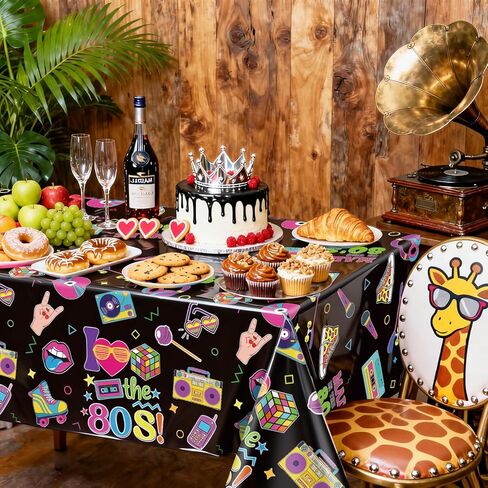 4Pcs 80s Party Plastic Tablecloths - 80's Theme Table Cover, Rectangular 80s Hip Hop Table Decorations for Throwback Rock Punk Disco Birthday Party Supplies, 51 x 86.6 Inch in Saudi Arabia