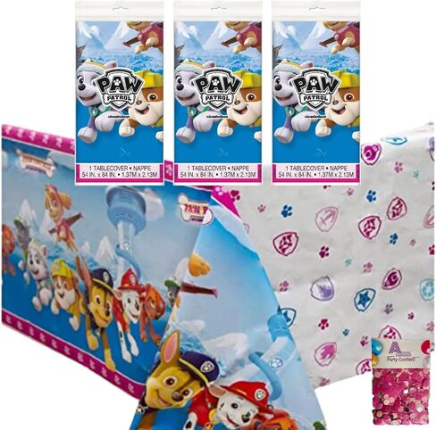 Unique Paw Patrol Party Tablecovers Featuring Skye and Friends, Pink, 54 x 84 Inch, 3 Pack, with Decorative Sparkly Confetti in Saudi Arabia