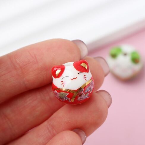 16Pcs Mix Ceramic Lucky Cat Colorful Porcelain Beads for Jewelry Making DIY Necklace Bracelet Charms Handmade Craft Supplies in Saudi Arabia