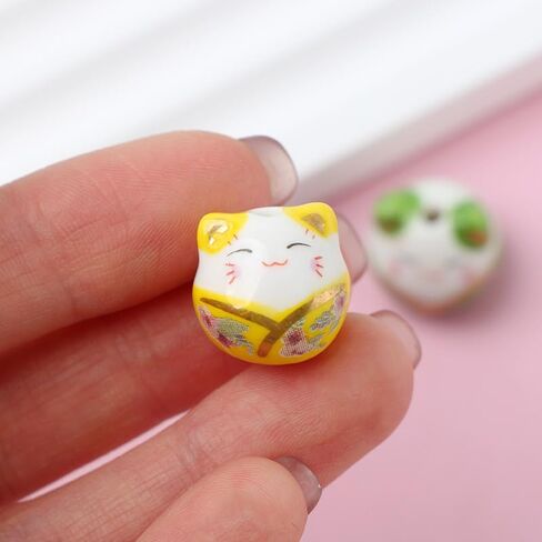 16Pcs Mix Ceramic Lucky Cat Colorful Porcelain Beads for Jewelry Making DIY Necklace Bracelet Charms Handmade Craft Supplies in Saudi Arabia