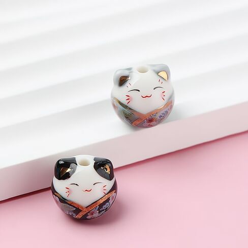 16Pcs Mix Ceramic Lucky Cat Colorful Porcelain Beads for Jewelry Making DIY Necklace Bracelet Charms Handmade Craft Supplies in Saudi Arabia