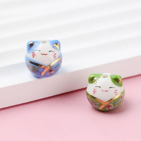 16Pcs Mix Ceramic Lucky Cat Colorful Porcelain Beads for Jewelry Making DIY Necklace Bracelet Charms Handmade Craft Supplies in Saudi Arabia