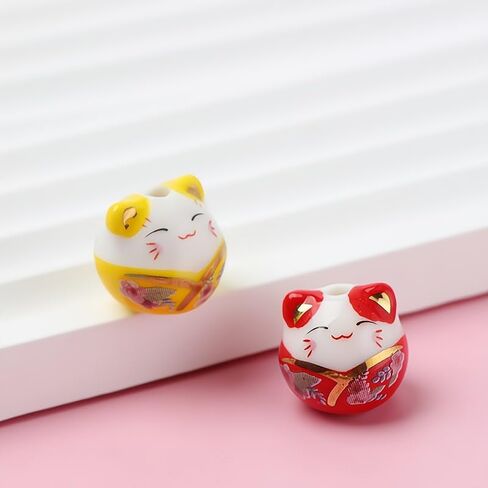 16Pcs Mix Ceramic Lucky Cat Colorful Porcelain Beads for Jewelry Making DIY Necklace Bracelet Charms Handmade Craft Supplies in Saudi Arabia