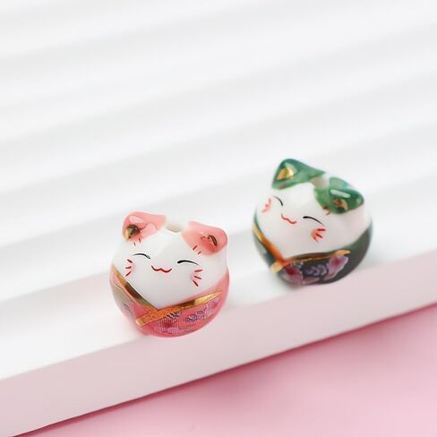 16Pcs Mix Ceramic Lucky Cat Colorful Porcelain Beads for Jewelry Making DIY Necklace Bracelet Charms Handmade Craft Supplies in Saudi Arabia