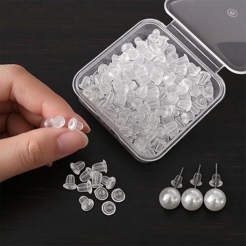 1200 Pcs Silicone Earrings Backings for Studs Rubber Plastic Clear Soft Backs Cluth Ring Stopper Replacement in Saudi Arabia