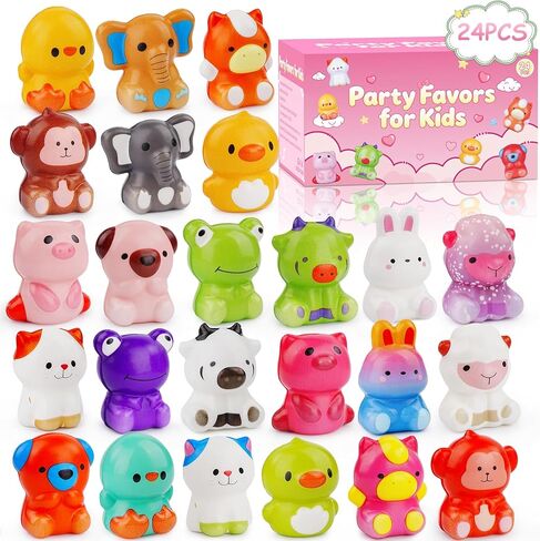 24PCS Squishy Toys, Squishies for Kids, Squishy Fidget Toys, Animal Stress Balls, Safari Wild Birthday Decorations, Party Favors for Kids, Treasure Chest Prizes, Classroom Prizes in Saudi Arabia
