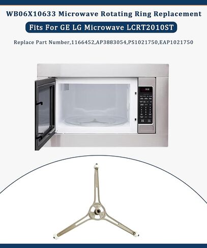 WB06X10633 Microwave Rotating Ring Turntable Tray Support Replacement Fits for GE LG Microwave LCRT2010ST,Replaces 1166452,AP3883054,PS1021750,EAP1021750 in Kuwait