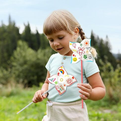 110pcs Summer Activities for Kids – DIY Paper Pinwheels Crafts, Blanks White Windmill Kits Bulk for 4th of July, Classroom Party, Back to School, Easter, Spring Art Projects in Saudi Arabia