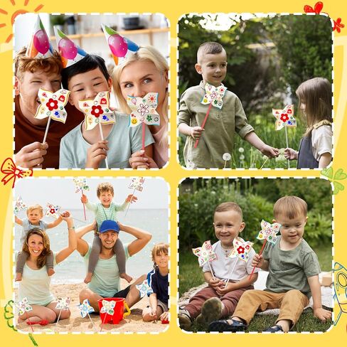 110pcs Summer Activities for Kids – DIY Paper Pinwheels Crafts, Blanks White Windmill Kits Bulk for 4th of July, Classroom Party, Back to School, Easter, Spring Art Projects in Saudi Arabia