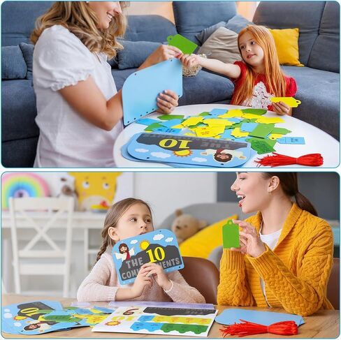 Kigeli 24 Sets Ten Commandments Mobile Craft Kits 10 Commandments Religious DIY Paper Stickers Crafts for Sunday School Christian Church Home Bible Activities VBS DIY Supplies in Saudi Arabia