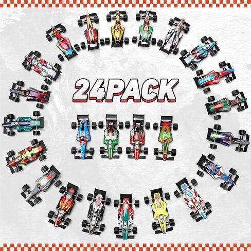 Civaner 24 Pack Pull Back Cars Toy Model Set 3.74 x 1.9 x 1 Inch Small Race Car Birthday Party Favors Easter Stuffing Piñata Fillers Treasure Prize Toys in Saudi Arabia