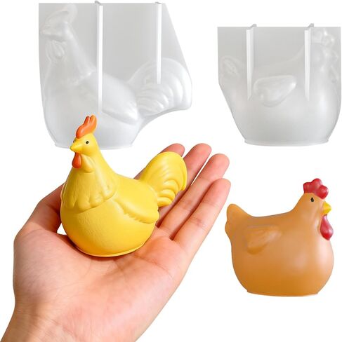 2Pcs Chicken Resin Molds, Cute 3D Cock and Hen Silicone Epoxy Moulds, Lifelike Large Animal Silicone Molds for Resin Casting, DIY Craft, Home Office Cabinets Wall Desktop Decor in Saudi Arabia