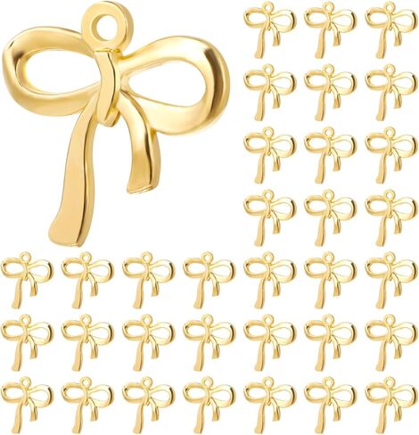 Gadpiparty 100pcs Gold Bow Charms, Bow Charms for Jewelry Making, DIY Accessories for Jewelry Making Bag Decor Arts Crafts Beading Supplies in Saudi Arabia