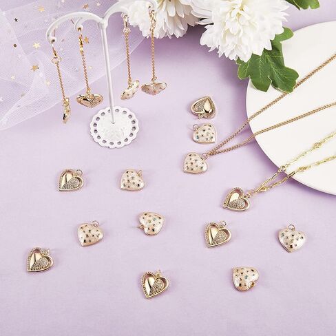10 Pieces Heart Enamel Charm with Cubic Zirconia Colorful Love Charm Real 18K Gold Plated for Jewelry Necklace Bracelet Earring Making Crafts in Saudi Arabia