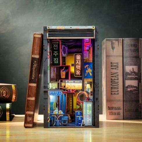 مجموعة Anavrin Book Nook Kit سيول هيبجيرو DIY كتاب خشبي ثلاثي الأبعاد للبالغين والمراهقين ومحبي الكتب، رف الكتب يُدرج ديكور المكتبة، هدية إبداعية للعائلة والأصدقاء وكبار السن in Kuwait