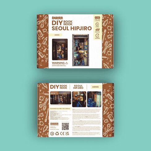 مجموعة Anavrin Book Nook Kit سيول هيبجيرو DIY كتاب خشبي ثلاثي الأبعاد للبالغين والمراهقين ومحبي الكتب، رف الكتب يُدرج ديكور المكتبة، هدية إبداعية للعائلة والأصدقاء وكبار السن in Kuwait