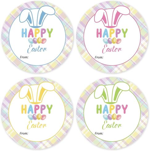 Happy Easter Sticker, 40 PCS 2 Inch Colorful Easter Bunny Gift Tags Wrapping Adhesive Sticker Set for Kids Teacher, Party Supplies & Decoration -001 in Saudi Arabia
