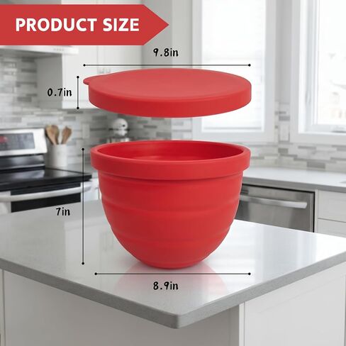 Silicone Liners for Kitchenaid Mixer, Silicone Bowl Insert for Kitchen Aid Stand 5QT, 1PC Red Silicone Liner with Lid - Non-Slip, Dishwasher Safe Replacement Accessories and Attachment in Saudi Arabia