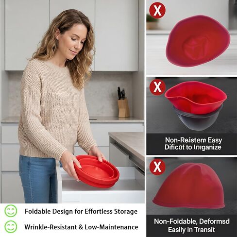 Silicone Liners for Kitchenaid Mixer, Silicone Bowl Insert for Kitchen Aid Stand 5QT, 1PC Red Silicone Liner with Lid - Non-Slip, Dishwasher Safe Replacement Accessories and Attachment in Saudi Arabia