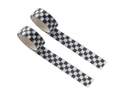 2 Pcs Black White Decorative Washi DIY Fade-Resistant Arts Black and White Washi Tape and Crafts Tape Arts Tape Compact Checkerboard Pattern Paper Tape and Crafts Tape ，Adhesives in Saudi Arabia