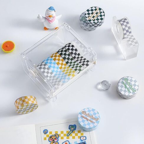 2 Pcs Black White Decorative Washi DIY Fade-Resistant Arts Black and White Washi Tape and Crafts Tape Arts Tape Compact Checkerboard Pattern Paper Tape and Crafts Tape ，Adhesives in Saudi Arabia