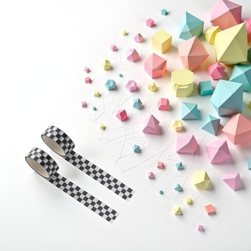 2 Pcs Black White Decorative Washi DIY Fade-Resistant Arts Black and White Washi Tape and Crafts Tape Arts Tape Compact Checkerboard Pattern Paper Tape and Crafts Tape ，Adhesives in Saudi Arabia