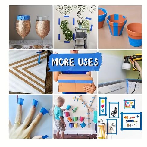 3 Rolls of Blue Masking Tape - Multi-Surface Painter's Tape for Painting & Decorating, Durable & Easy to Remove, Decorating Supplies | Decorative Tape | Smooth Texture in Saudi Arabia