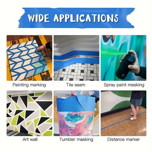 3 Rolls of Blue Masking Tape - Multi-Surface Painter's Tape for Painting & Decorating, Durable & Easy to Remove, Decorating Supplies | Decorative Tape | Smooth Texture in Saudi Arabia