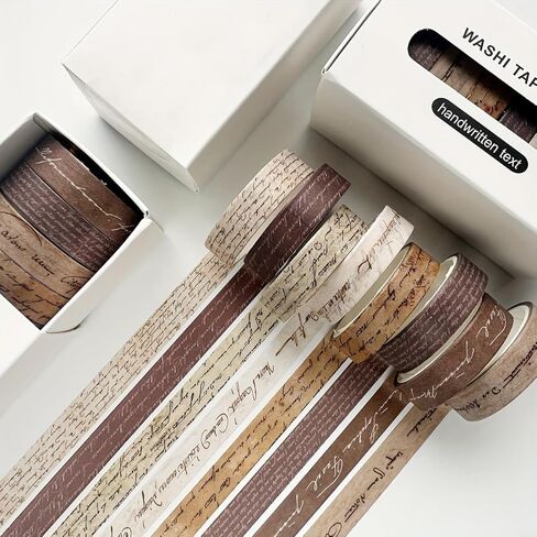Vintage Style Tape Set (8 Rolls) - Gingham and Plaid Patterns, Journal & Scrapbook Decorative Stickers, DIY Craft Supplies (Brown) in Saudi Arabia