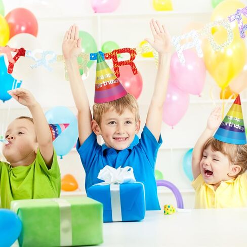 Rainbow Birthday Cone Hats 20 Pieces Party Paper Caps for Adults and Kids 8-Inch Cone Headwear Ideal for Birthday Celebrations and Classroom Parties in Saudi Arabia