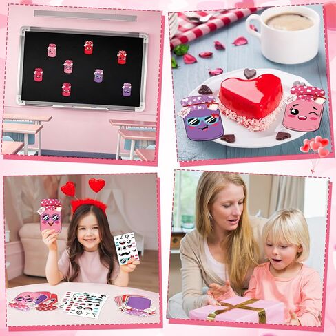 Funrous 32 Set Valentines Day Candy Jar Craft Kit for Kids Funny Happy Valentine's Day Candy Jar Cards Exchange Gifts DIY Craft Supplies for Boys Girls School Classroom Classmates Prize Party Favors in Saudi Arabia