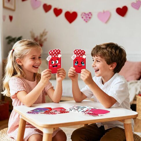 Funrous 32 Set Valentines Day Candy Jar Craft Kit for Kids Funny Happy Valentine's Day Candy Jar Cards Exchange Gifts DIY Craft Supplies for Boys Girls School Classroom Classmates Prize Party Favors in Saudi Arabia