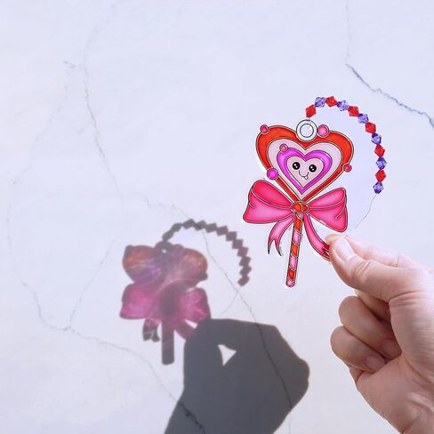 Winlyn 24 Sets Valentine Suncatchers Ornaments Decorations DIY Window Paint Art Stickers Craft Kit Valentine's Day Heart Treats Sun Catchers for Kids Classroom Activities Party Favors Gift Exchange in Saudi Arabia
