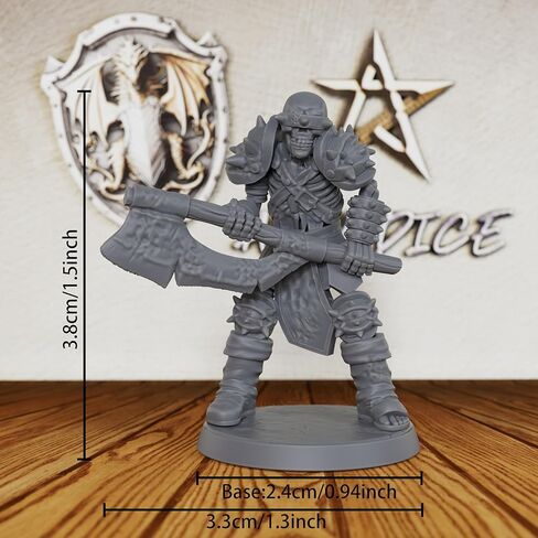 Fantasy Unpainted Tabletop Miniatures for TTRPG - 28mm Scale Undead Bone Soldier Minis Figurine for Dungeon Masters & Miniature Game, RPG Accessory Figure - 3.8cm Skeleton Warrior (AS495) in Saudi Arabia