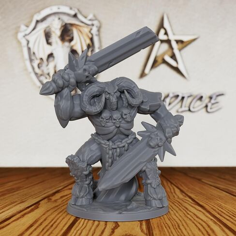 Tabletop Unpainted Miniatures for Fantasy Role Playing & TTRPG - 32mm Scale Dark Warrior Minis Figurine for Dungeon Masters, Miniature Game RPG Accessory Figure - 5.6cm Demon Warrior (AS288) in Saudi Arabia