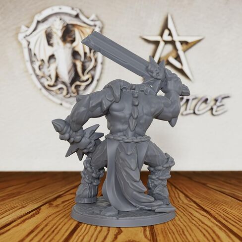 Tabletop Unpainted Miniatures for Fantasy Role Playing & TTRPG - 32mm Scale Dark Warrior Minis Figurine for Dungeon Masters, Miniature Game RPG Accessory Figure - 5.6cm Demon Warrior (AS288) in Saudi Arabia