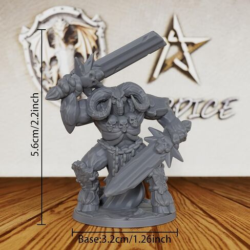 Tabletop Unpainted Miniatures for Fantasy Role Playing & TTRPG - 32mm Scale Dark Warrior Minis Figurine for Dungeon Masters, Miniature Game RPG Accessory Figure - 5.6cm Demon Warrior (AS288) in Saudi Arabia