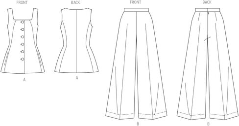حزمة نمط الخياطة النسائية من Butterick B7046BB بدون أكمام بأزرار وسراويل واسعة الساق، رمز التصميم B7046، مقاسات 20W-28W in Kuwait