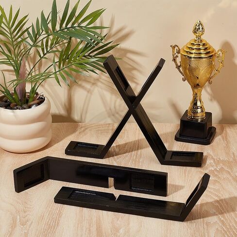 OLYCRAFT Wooden Hockey Puck Display Case Wooden Holder for 3 Pucks Black Hockey Pucks Display Holder Stand Case Base for Sports Players Team Present Living Room Storage Decoration Accessories in Saudi Arabia