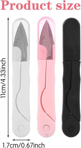 6 قطع من مقص قطع الخيوط، قصاصات خياطة من الفولاذ المقاوم للصدأ مع أغطية واقية، مقص حرفي محمول لقص الخيوط لمستلزمات الحياكة والتطريز (أبيض، وردي، أسود) in Kuwait