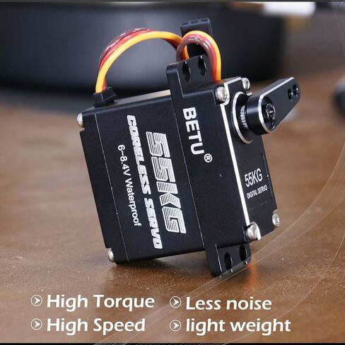 55Kg Coreless Servo Motor HV 8.4V, High Torque RC Digital Servo，Full Waterproof Servo, Stainless Steel Gear Servo with 25T Servo Horn（180°） in Saudi Arabia