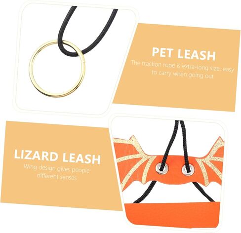 Happyyami 5Pcs Adjustable Bearded Dragon Harness Leash with Wings Reptile Gecko Harness for Comfortable Outdoor Walking and Training in Saudi Arabia