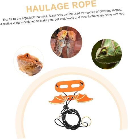 Happyyami 5Pcs Adjustable Bearded Dragon Harness Leash with Wings Reptile Gecko Harness for Comfortable Outdoor Walking and Training in Saudi Arabia