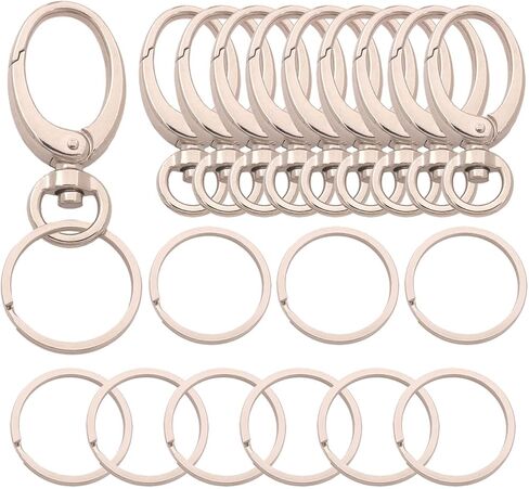 20 Pieces Swivel Key Ring Including 10 Pieces Swivel Snap Hook and 10 Pieces Key Rings for Keychain DIY Jewelry Making Findings - Silver in Saudi Arabia