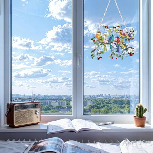 CEOVR Spring Birds شنقا الفن الماسي للبالغين، الطيور على فرع الماس اللوحة قلادة DIY جوهرة الفن الجدار شنقا زخرفة، الاكريليك ديكور حديقة المنزل مع سلسلة، مجموعة مربع 9.63 * 8.17 بوصة in Saudi Arabia