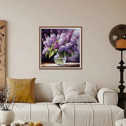 Kulvci Diamond Painting Kits for Adults, Flower Round Full Drill Diamond Art Kits, 5D DIY Diamonds Crafts for Home Wall Decoration Gifts 12×12Inch in Saudi Arabia