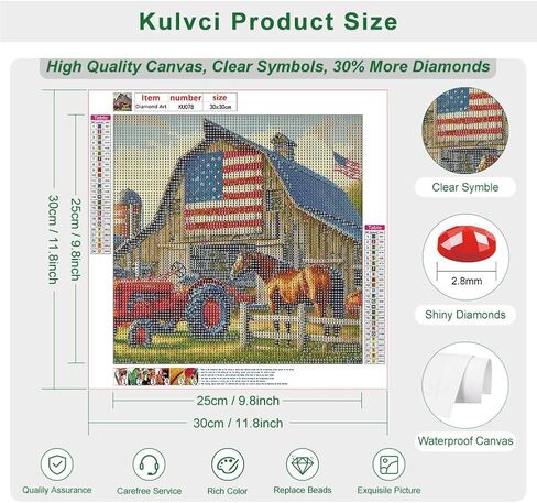 Kulvci Farm Life Diamond Painting Kits for Adults, Round Full Drill Diamond Art Kits, 5D DIY Diamonds Crafts for Home Wall Decoration Gifts 12×12Inch in Saudi Arabia