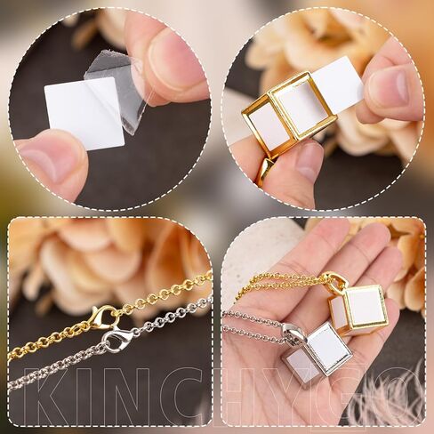 KINCHYGO, 4 Pack Sublimation Six Sided Blank Necklace with Chain for DIY Jewelry Making Souvenirs Gifts in Kuwait