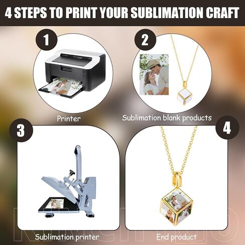KINCHYGO, 4 Pack Sublimation Six Sided Blank Necklace with Chain for DIY Jewelry Making Souvenirs Gifts in Kuwait